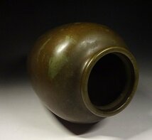 緑屋ht■ 時代物　銅製　象嵌　花瓶　高約31cm　木箱　金工美術　i9/11-6761/11-5#100_画像2