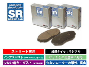 クラウン アスリート　GRS180 GRS200 03.12～08.02 レーシングギア SR ブレーキパッド 前後セット SR623　SR700Ｍ 送料無料