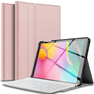 J:COM Galaxy Tab A 10.1 2019（SM-T510 /T515) 用 レザーケース付き Bluetooth キーボード ローズゴールド