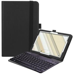 [ free shipping ]au Qua tab QZ10 KYT33 exclusive use leather case attaching Bluetooth keyboard band opening and closing type case US arrangement black 