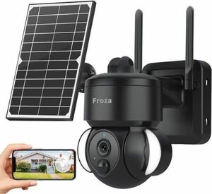 Froza 防犯カメラ 屋外 ソーラー 監視カメラ 録画機能付き 1080P 全方位 PTZカメラ WiFi 360°夜間カラー撮影・完全無線