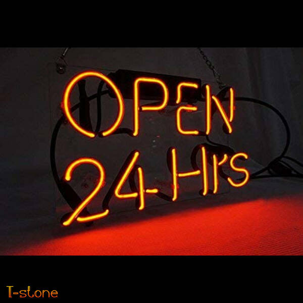 ネオンサイン 『24Hours OPEN』ネオン管 お洒落 看板 BAR バー 店舗 ディスプレイ 室内 アメリカン雑貨 集客効果 インテリア 雰囲気作り