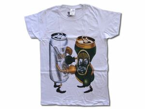 【RN_SHOP】ビアチャン VS ビアシン柄Tシャツ(Type-A)(ホワイト)／サイズＭ
