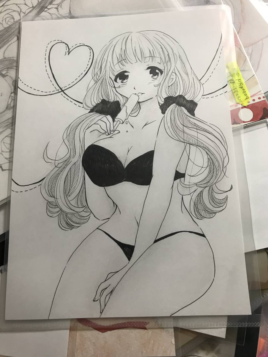 Black swimsuit/handwritten illustration, comics, anime goods, hand drawn illustration