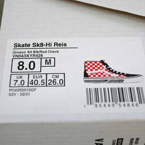 新品未使用 VANS バンズSKATE SK8-HI REISSUE RRO プロ スケートプロ チェッカー レッド 赤 US8 26センチ 送料無料の画像10