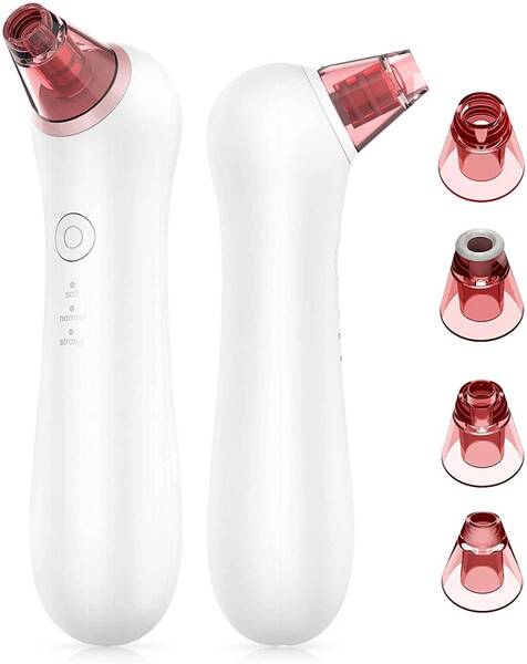 【新品未使用】毛穴吸引器 美顔器 4種類吸引ヘッド & 3段階吸引力 & 赤青光エステ機能付 USB充電式 男女兼用 毛穴ケア、ニキビ吸引、