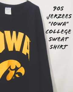 Vintage jerzees IOWA college sweat shirt 90s ジャージーズ アイオワ大学 カレッジ スウェット ブラック シームレス NUBLEND ビンテージ