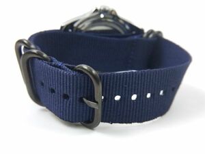  nylon made military strap wristwatch cloth belt nato type navy X black 22mm