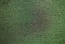 壱土0386 本絹米澤紬男着物羽織 裄69丈147К灰緑色 珍色の銘品 高額紬 現代物極美品_画像3