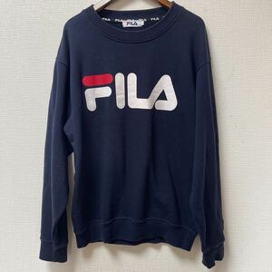 FILA フィラ スウェットトレーナー ネイビー Lサイズ ビッグロゴ 綿