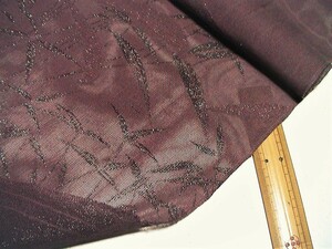 着物はぎれ（古布）正絹　夏物　紗　薄焦げ茶笹模様　（35x183,25x93cm)