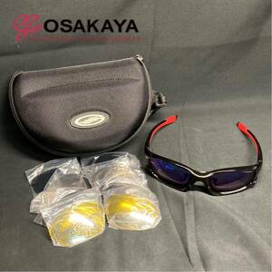  used beautiful goods steez sports sunglasses for exchange lens 4 kind attaching case black red Steez outdoor [ letter pack post service plus flight ]