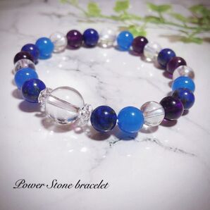 39.天然石 水晶 ラピスラズリ アメジスト お守り ブレスレット