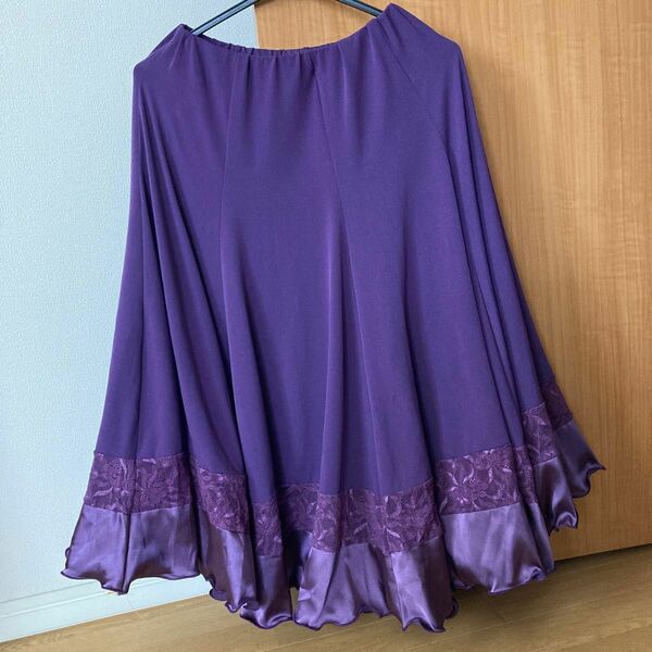 社交ダンス　スカート　72センチ 深紫