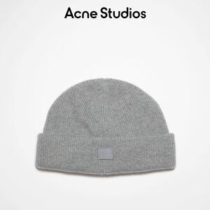  новый товар Acne Studios Acne s Today oz лицо patch ребристый Beanie вязаная шапка вязаная шапка унисекс серый me Ran ji