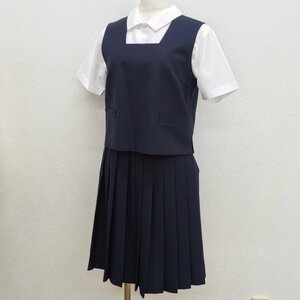 (G)A998 (中古) 群馬制服 3点セット /M/W62/C’ｓ Collection/ベスト/スカート/ブラウス/紺/冬服/冬用/制服/中学校/高校/女子学生/学生服