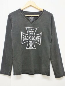 [12B-51-059-1] BACK BONE THE BASIS バックボーンザベイシス ロングTシャツ BB06FW-C12 ブラック ロゴプリント サイズS