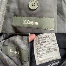 極美品◎Zegna『極上の手触り』ゼニア Drop8ドロップ スーツ セットアップ 48 2B ウール チャコールグレー メンズ ストライプ_画像8