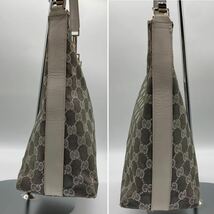 1円【美品】GUCCI グッチ GGキャンバス×レザー ショルダーバッグ 肩掛け レディース ブラック系×ホワイト系 モノグラム_画像7