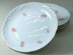 ▲60SK2404▲OKURA大倉陶器　ピンクローズ　小皿4点　プレート　洋食器　取皿　デザート皿
