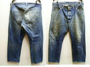 ◇即決[W40]サンプル級の鬼ヒゲ オリジナル 66前期 Levi's 501 ビンテージ シングルステッチ 赤耳 セルビッチ デニム パンツ■6374