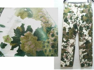 ◇即決[46]DRIES VAN NOTEN ボタニカル柄 植物 光沢 スラックス トラウザーズ ドリスヴァンノッテン パンツ■6964