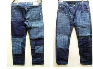 ◇即決[L]NEIGHBORHOOD 2002年 FRAGMENT NARROW フラグメント パッチワーク ナロー サベージデニム SAVAGE DCNH-PT-12 パンツ■215