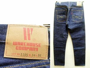 ◇即決[W34]ほぼ未使用品 リジッド WAREHOUSE 1105 濃紺 赤タブ デニム パンツ■262