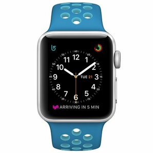 42MM/44MM 青 Apple Watch用 バンド シリコン製 多空気穴通気性 スポーツ アップルウォッチ Apple Watch Series 6/5/4/3/2/1の画像3