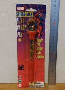 (未開封品) spiderman candy pen スパイダーマン スタンプ ライト フィギュア ペン / マーベル marvel アメコミ ヒーロー アメトイ レトロ
