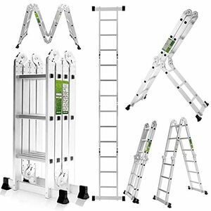 RIKADE 多機能はしご 3.5ｍ アルミ 万能はしご はしご兼用脚立 多関節脚立 伸縮はしご 折りたたみ コンパクト 持ち運びに便利 掃除