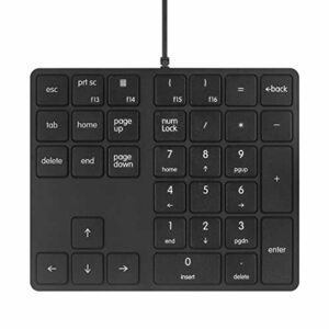 Merdia 数字キーパッド 有線Numpad 34キーポータ ブルキーパッド USB外付け ミニスリムキーボード（ブラック）