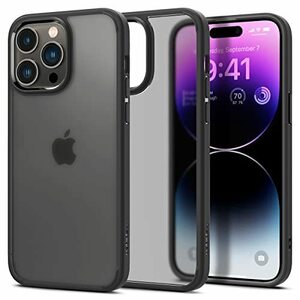 Spigen iPhone14ProMax ケース 衝撃吸収 耐衝撃 ストラップホール付き 半透明 マット感 指紋防止 黄変なし 画面保護 レン