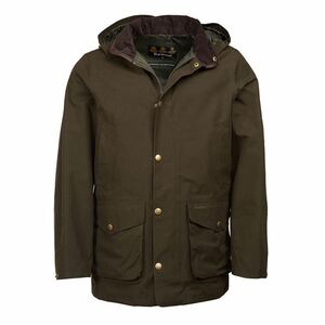 【美品】Barbour バブアー ハーフジャケット コート カーキ フード 襟コーデュロイ サイズS