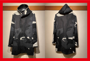 ♪送料無料★1piu1uguale3★ラップコート★BIG CAMO NECK ZIP WRAP HOODED COAT★ビッグカモ★2016AW★MRK036★定価149,040円★白★Ⅳ(M)♪