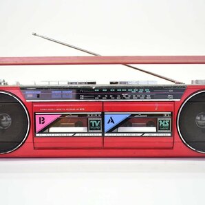 SANYO MR-WF5 ダブルラジカセ レッド ケーブル付き[サンヨー][Wカセット][RADIO CASSETTE RECORDER][昭和レトロ][当時物]Mの画像2