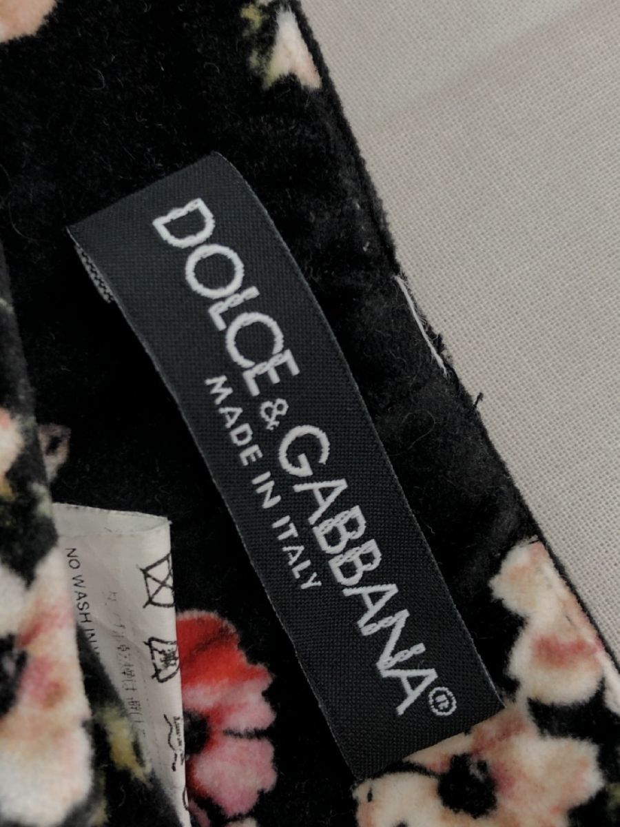 Dolce&Gabbana ドルチェ&ガッバーナ ベロア 花柄 パンツ size42/黒 