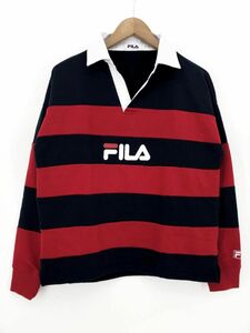 FILA フィラ ボーダー スウェット sizeM/紺×赤 ■◇ ☆ dac3 レディース