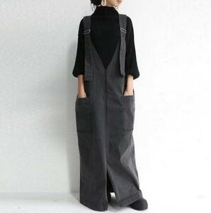 ( charcoal gray ) overall skirt Denim manner 