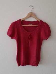 ef-de ef-de * pink . origin ribbon short sleeves alpaca .. knitted * size 9