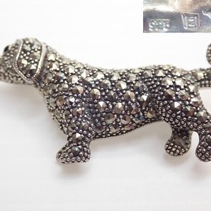 L163 ヴィンテージ シルバーブローチ マーカサイト VENDOME BOUTIQUE ヴァンドーム・ブティック 犬 アクセサリー Vintage broochの画像1