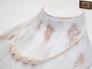 N552　パールネックレス　淡水真珠　K18留具　42cm　アクセサリー　Vintage Perl necklace