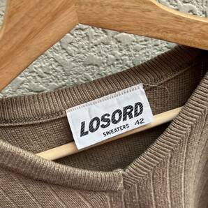 90s 00s USA古着 ニットベスト リブニット ベージュ Vネック 無地 LOSORD アメリカ古着 vintage ヴィンテージ セーター ノースリーブの画像7