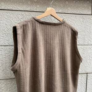 90s 00s USA古着 ニットベスト リブニット ベージュ Vネック 無地 LOSORD アメリカ古着 vintage ヴィンテージ セーター ノースリーブの画像4