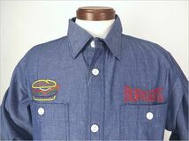 【送料無料 47%OFF 】HOUSTON ヒューストン 刺繍仕様 シャンブレーWORKシャツ 「BURGERS」 NO.40700 BLUE_Lサイズ_画像4