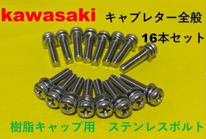 カワサキ　CVKキャブレター用　樹脂キャップ側のステンレスボルト16本セット