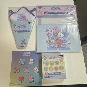 未開封品　BT21くじ 一番くじ　3点セット　J賞BT21GIFT タオル　K賞　ステーショナリーアソート　L賞アクリルチャーム　