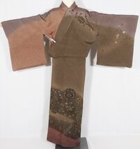 訪問着 袷 正絹 小豆色 総刺繍 華文 ドロンワーク刺〓 Lサイズ ki26243 着物 レディース 入学式 卒業式 オールシーズン 新品 送料無料_画像1