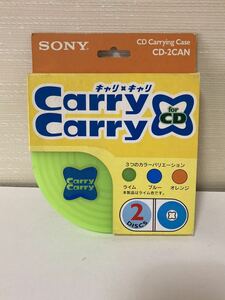 未使用 ★ SONY ソニー CD キャリングケース CD-2CAN キャリ×キャリ ライム 廃盤 デッドストック レトロ ★ 1～2