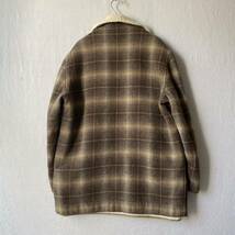 50s 60s PENDLETON ジップアップ ウール コート / チェック ハイネック ダブルジップ 裏ボア ビンテージ USA O3-01012-61216 sale_画像3